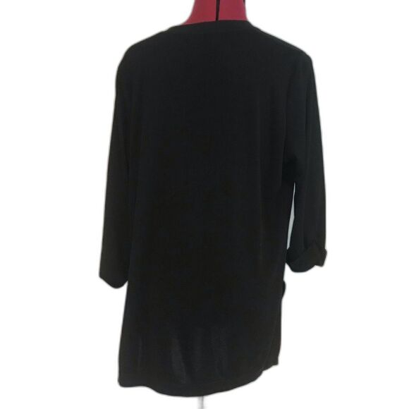 Exclusively Misook Acrylic Knit Jacket Size Medium Black Open Front 3/4 Sleeve - Picture 7 of 9